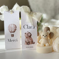 bougie ourson aux ballons beiges - cadeau souvenir naissance bonbonnière