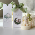 bougie ourson aux ballons verts - cadeau souvenir naissance bonbonnière