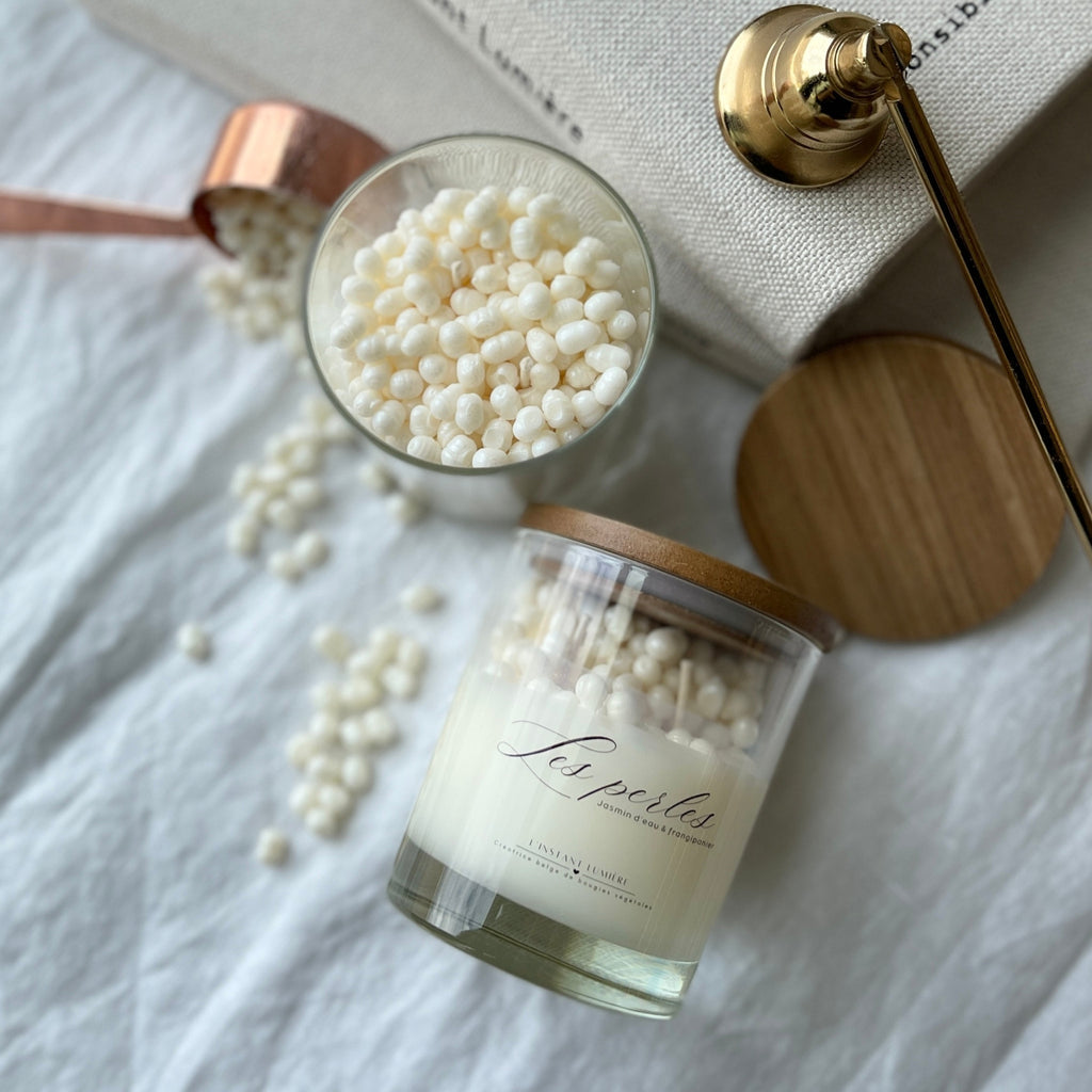 Les perles - bougie végétale parfumée avec ses perles nacrées en cire